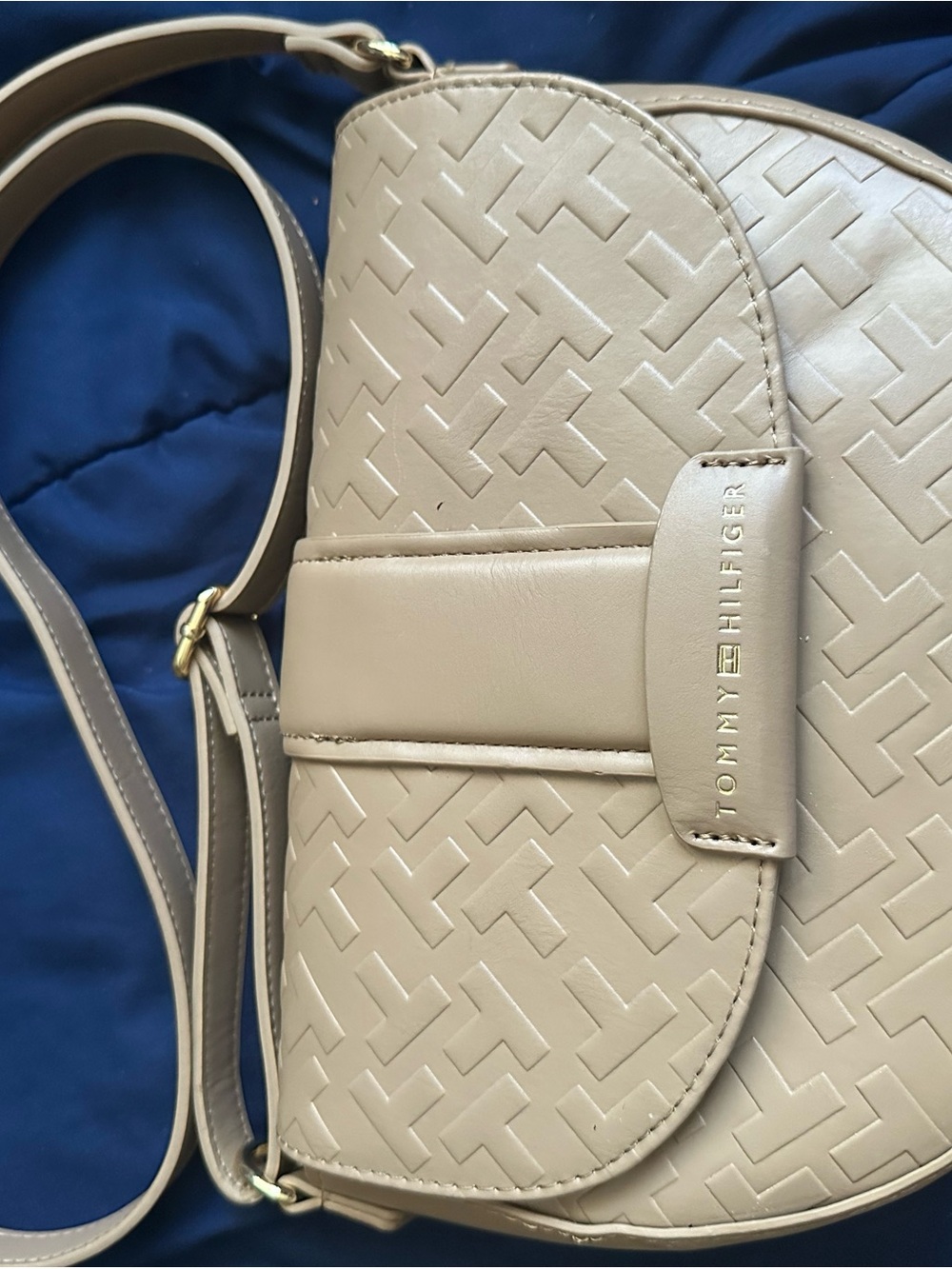Tommy Hilfiger Neutral Beige Embossed Crossbody Bag